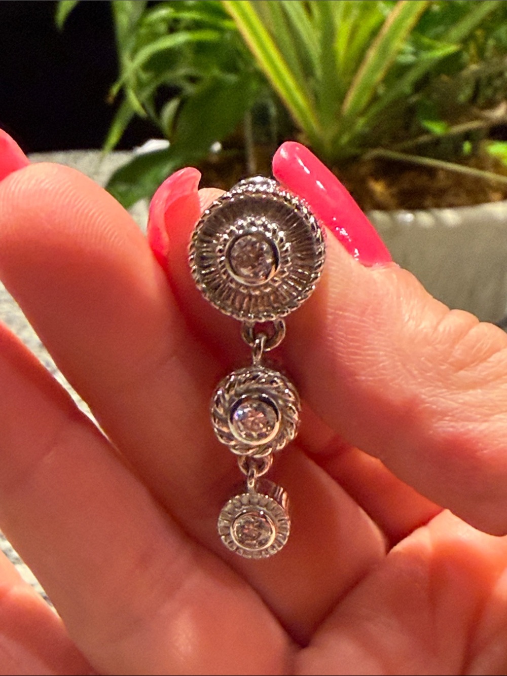 Judith Ripka 925 sterling pierced  Triple Drop Crystal Earrings